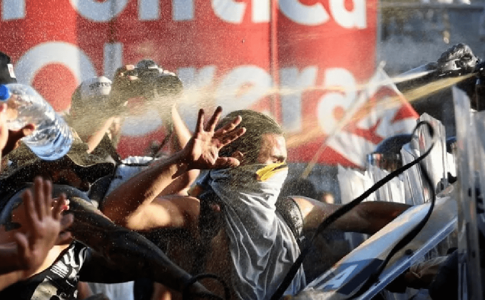 Police and protesters squared off outside Congress on Wednesday