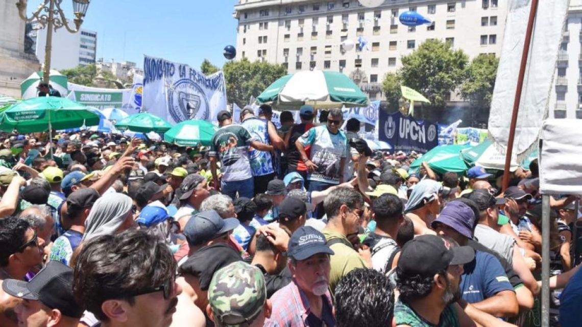 IMAGES FROM THE GENERAL STRIKE LED BY THE CGT UMBRELLA UNION GROUPING IN RESPONSE TO PRESIDENT JAVIER MILEI'S PROPOSED REFORMS.