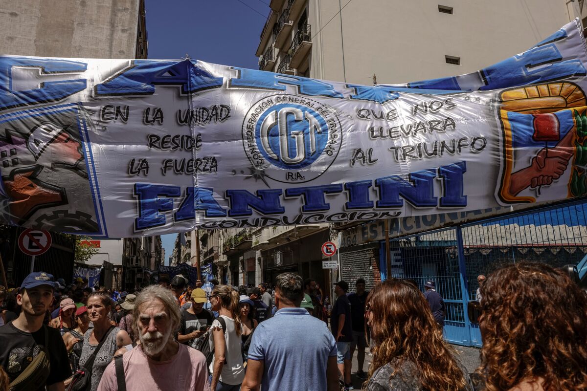 Argentines take to the streets of Buenos Aires to protest President Javier Milei’s austerity measures on Jan. 24.