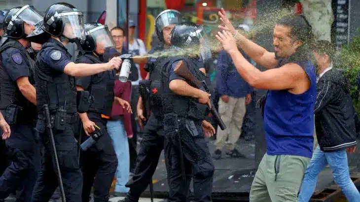 Football Fans and Pensioners Clash with Police in Buenos Aires